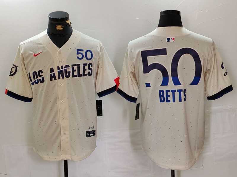 Men%27s Brooklyn Dodgers #50 Mookie Betts Cream 2024 City Connect Limited Stitched Baseball Jersey->chicago cubs->MLB Jersey